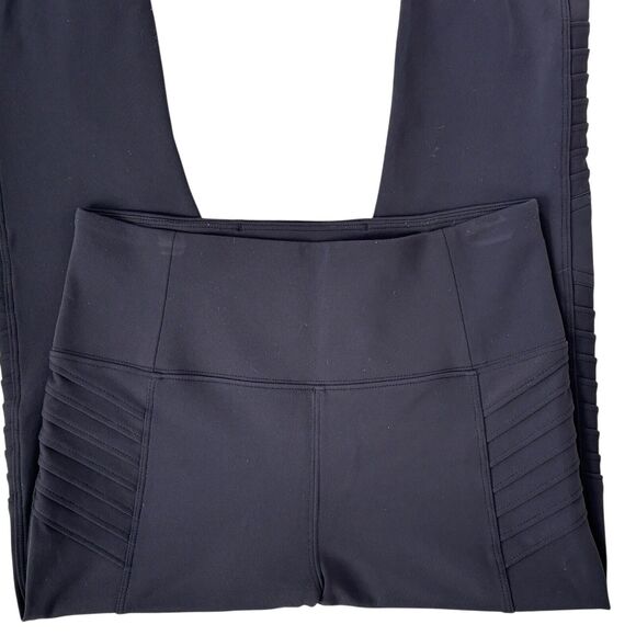 Athleta Delancey Moto Tight Sz Small Black Ankle Zip. Back Zip Pockets - Picture 6 of 15